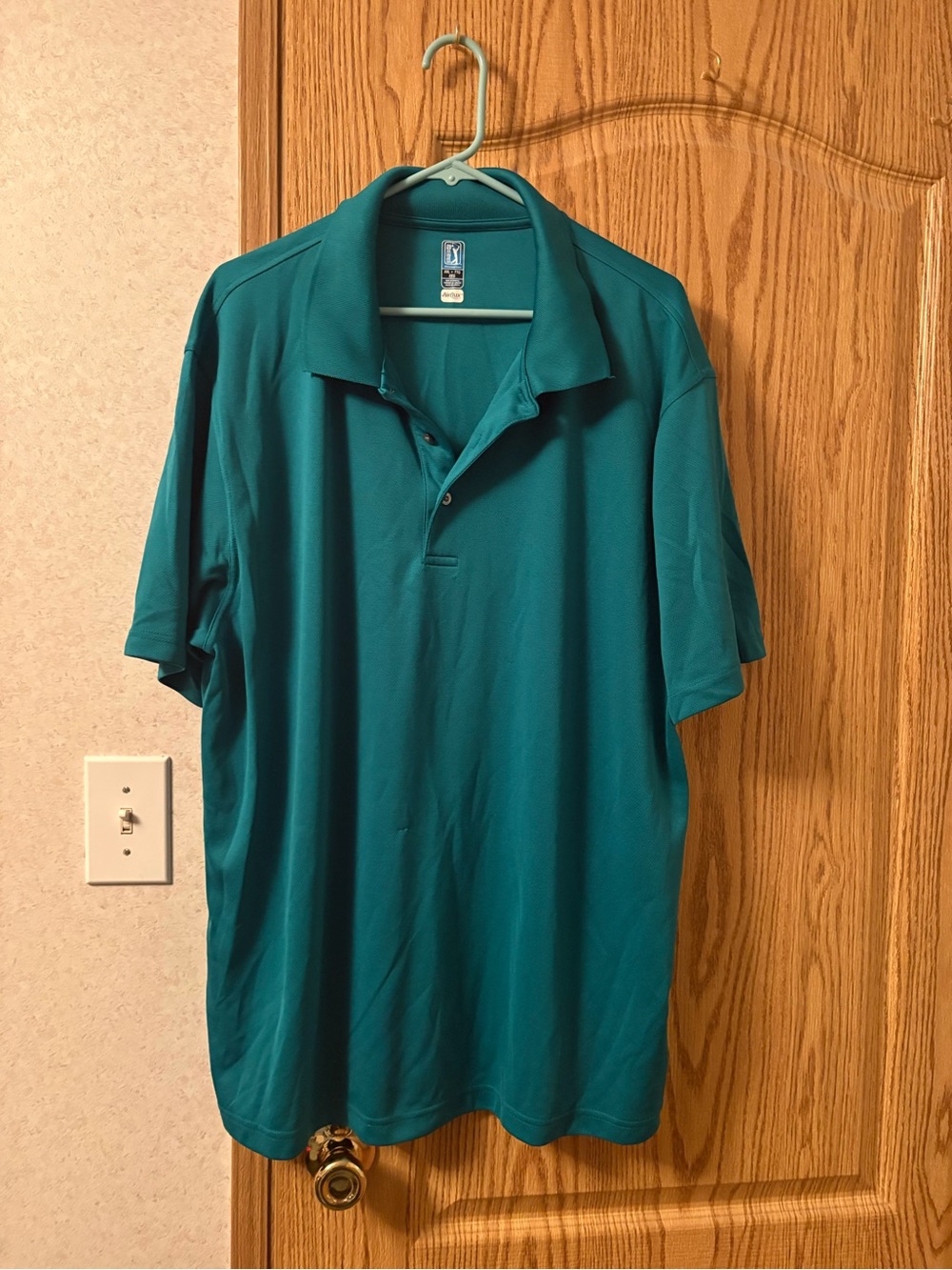 PGA Tour Men's Teal Short-Sleeve Polo
